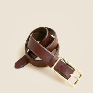 J. Crew Italian Leather Rectangle Belt in Rich Hickory Brown Size Large NWT